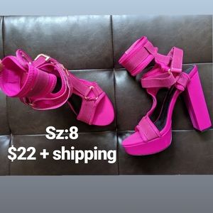 Hot pink Velcro chunky heels